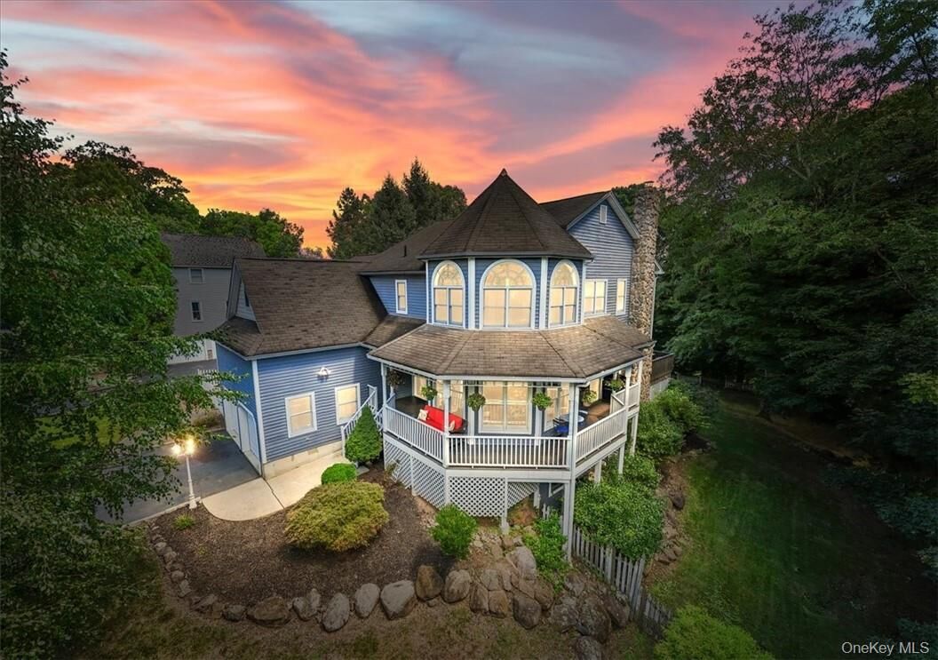 Exterior drone view at sunset